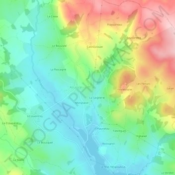 Topografische Karte Le Salès, Höhe, Relief