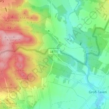 Topografische Karte Kleintaxen, Höhe, Relief