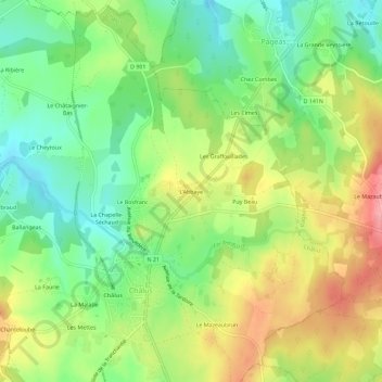 Topografische Karte L'Abbaye, Höhe, Relief