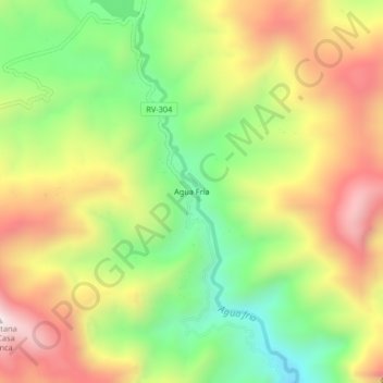 Topografische Karte Agua Fría, Höhe, Relief