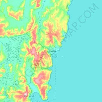 Topografische Karte Bukoba, Höhe, Relief
