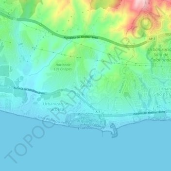 Topografische Karte Artola, Höhe, Relief