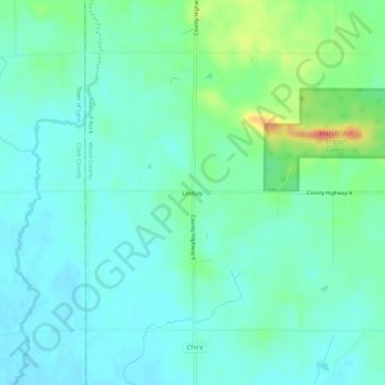 Topografische Karte Lindsey, Höhe, Relief