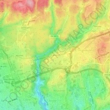 Topografische Karte Cabreiro, Höhe, Relief