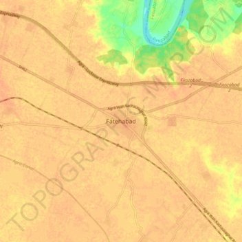 Topografische Karte Fatehabad, Höhe, Relief