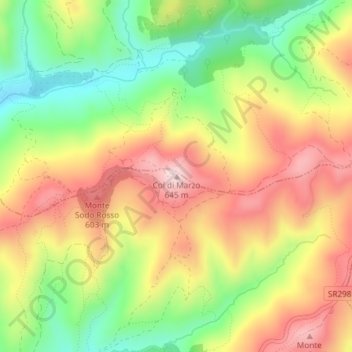 Topografische Karte Col di Marzo, Höhe, Relief