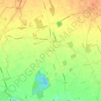 Topografische Karte Chiasiellis, Höhe, Relief