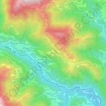 Topografische Karte Gisola, Höhe, Relief