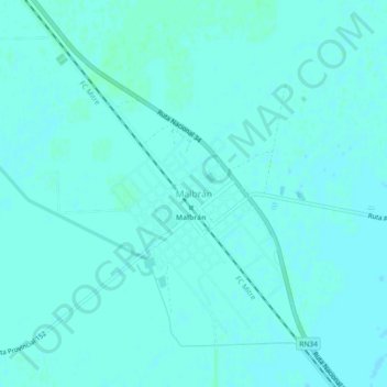 Topografische Karte Malbrán, Höhe, Relief