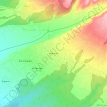 Topografische Karte Bhaūwāla, Höhe, Relief