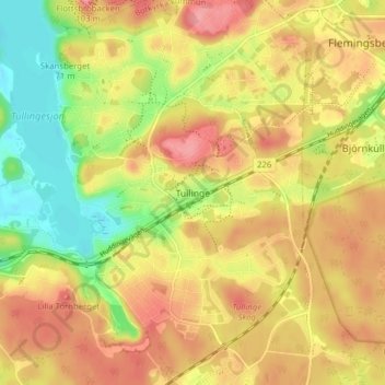 Topografische Karte Tullinge, Höhe, Relief