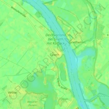 Topografische Karte Grieth, Höhe, Relief