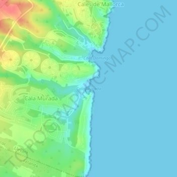 Topografische Karte Cala Murada, Höhe, Relief