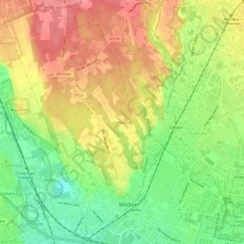 Topografische Karte Campaccio, Höhe, Relief