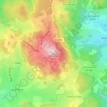 Topografische Karte Butte de Suin, Höhe, Relief