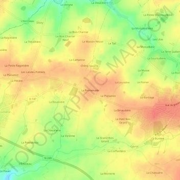 Topografische Karte La Promenade, Höhe, Relief