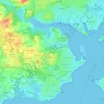 Topografische Karte Kervogam, Höhe, Relief
