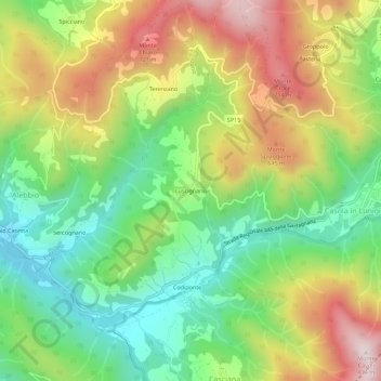 Topografische Karte Luscignano, Höhe, Relief