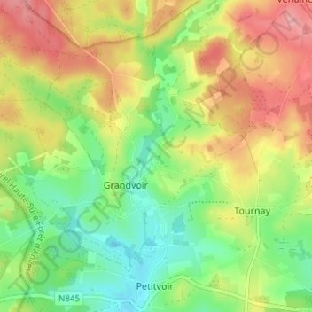 Topografische Karte Fineuse, Höhe, Relief