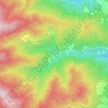 Topografische Karte Carda, Höhe, Relief