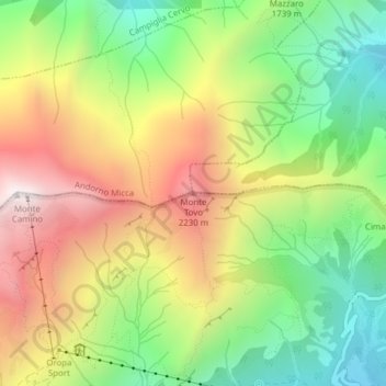 Topografische Karte Monte Tovo, Höhe, Relief