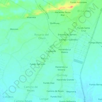 Topografische Karte Caravedo, Höhe, Relief