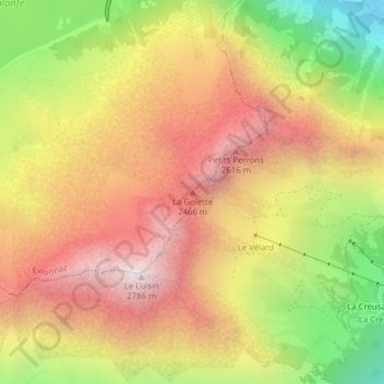Topografische Karte La Golette, Höhe, Relief