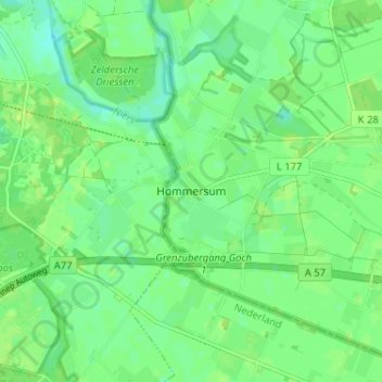 Topografische Karte Hommersum, Höhe, Relief