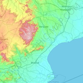 Topografische Karte Tentulia, Höhe, Relief