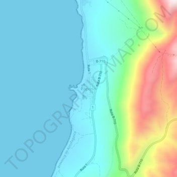 Topografische Karte Paposo, Höhe, Relief