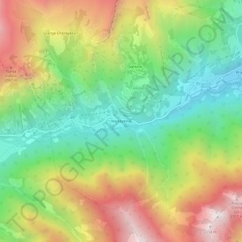 Topografische Karte Maddalena, Höhe, Relief
