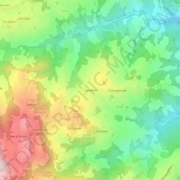 Topografische Karte Carrobbio, Höhe, Relief
