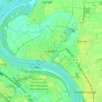 Topografische Karte Lülsdorf, Höhe, Relief