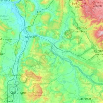 Topografische Karte Katlenburg-Lindau, Höhe, Relief