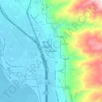 Topografische Karte Farmington, Höhe, Relief