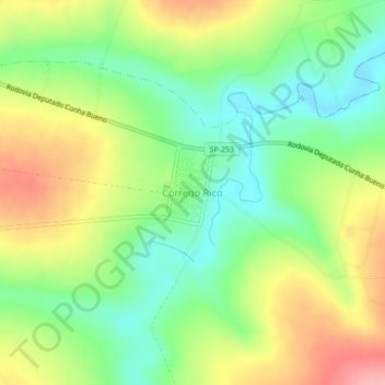 Topografische Karte Córrego Rico, Höhe, Relief