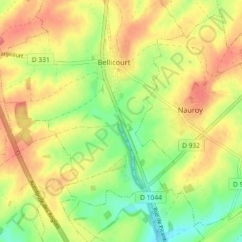 Topografische Karte Riqueval, Höhe, Relief