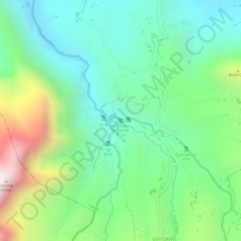 Topografische Karte Sekumpul Waterfall, Höhe, Relief