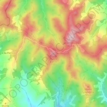 Topografische Karte Monte Cucco, Höhe, Relief
