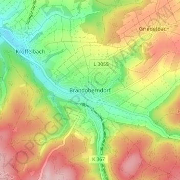 Topografische Karte Brandoberndorf, Höhe, Relief