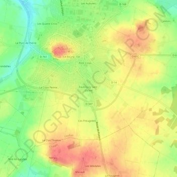 Topografische Karte Faubourg Saint-Lazare, Höhe, Relief
