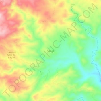 Topografische Karte Pavas, Höhe, Relief