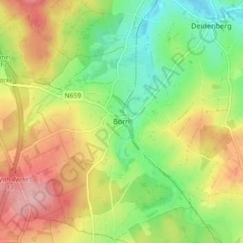 Topografische Karte Born, Höhe, Relief