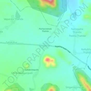 Topografische Karte Rekkamanu, Höhe, Relief