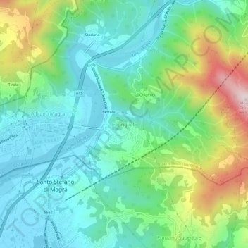 Topografische Karte Caprigliola, Höhe, Relief