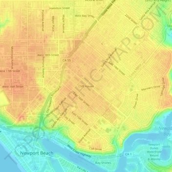 Topografische Karte Cliff Haven, Höhe, Relief
