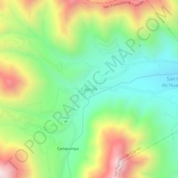 Topografische Karte Cayran, Höhe, Relief