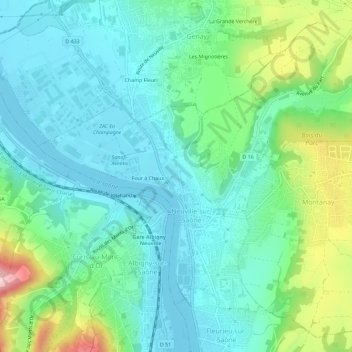 Topografische Karte Le Billard, Höhe, Relief