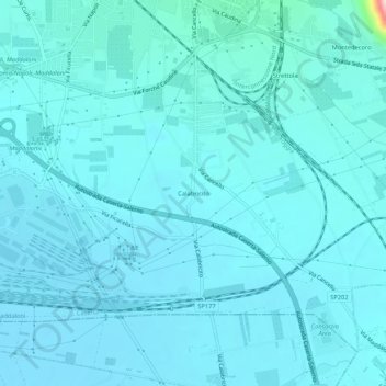 Topografische Karte Calabricito, Höhe, Relief