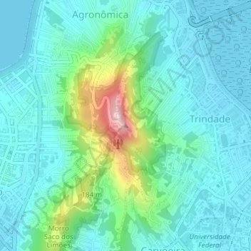 Topografische Karte Morro da Cruz, Höhe, Relief
